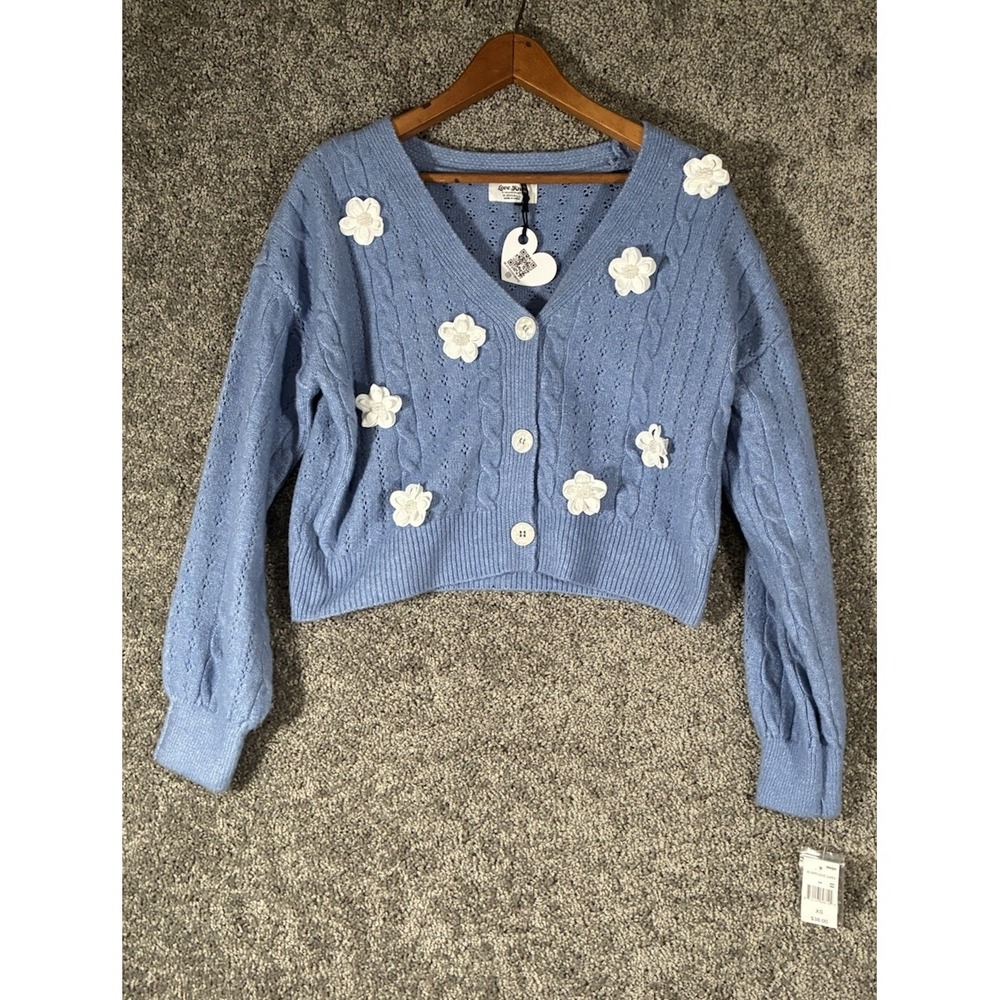 Love Knots Women's Sweater Flowers Blue Xs